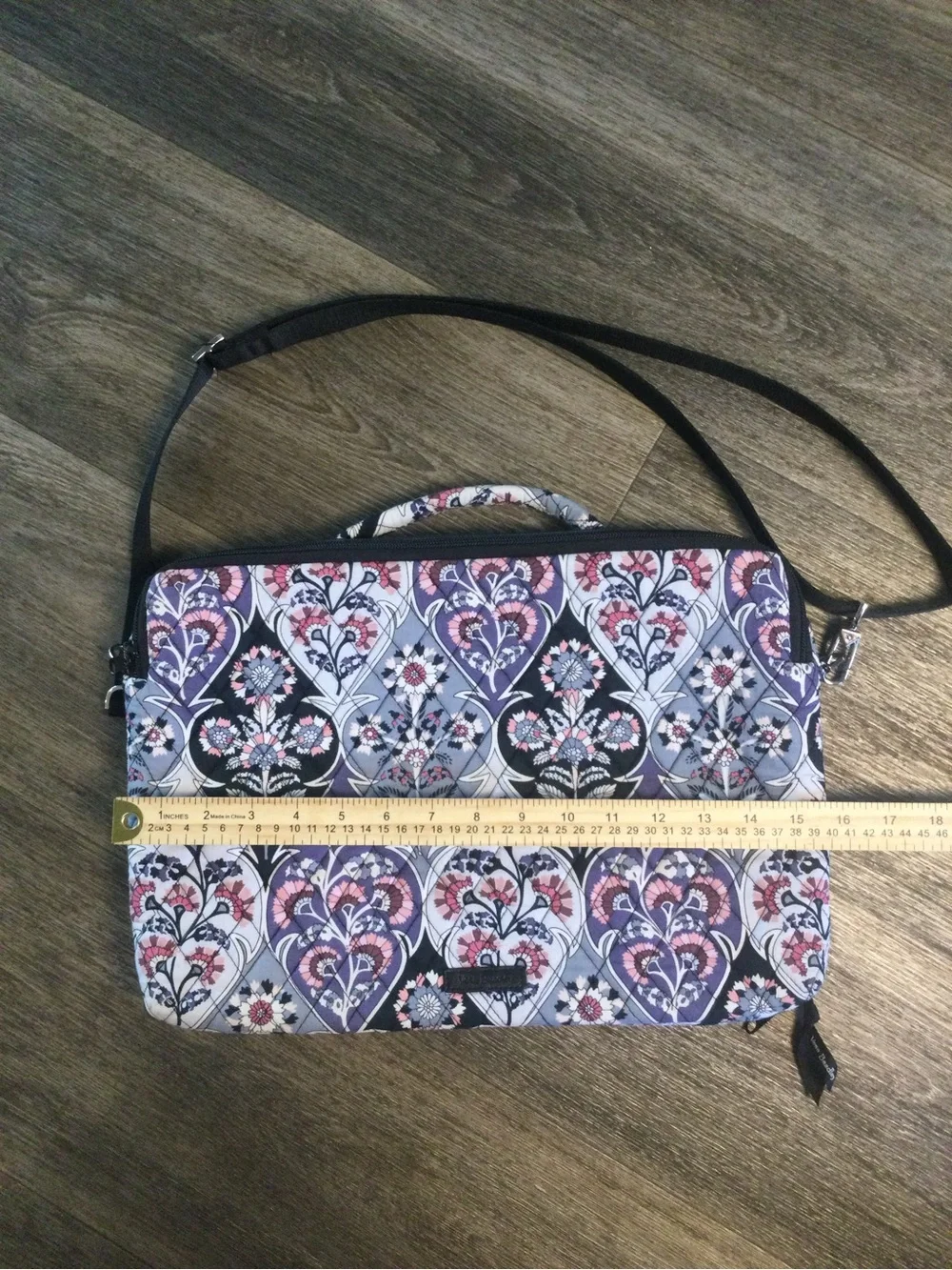 Vera Bradley Quilted Floral Laptop Bag in Purple, Pink and Black